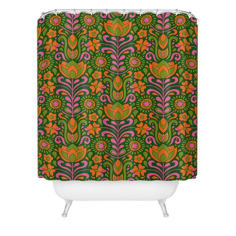 Jenean Morrison Climbing Floral Green Shower Curtain