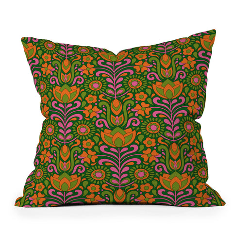 Jenean Morrison Climbing Floral Green Throw Pillow