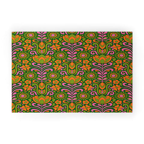 Jenean Morrison Climbing Floral Green Welcome Mat