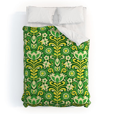 Jenean Morrison Climbing Floral Lemon Lime Comforter