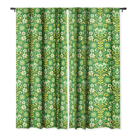 Jenean Morrison Climbing Floral Lemon Lime Blackout Window Curtain
