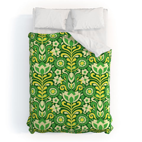 Jenean Morrison Climbing Floral Lemon Lime Duvet Cover