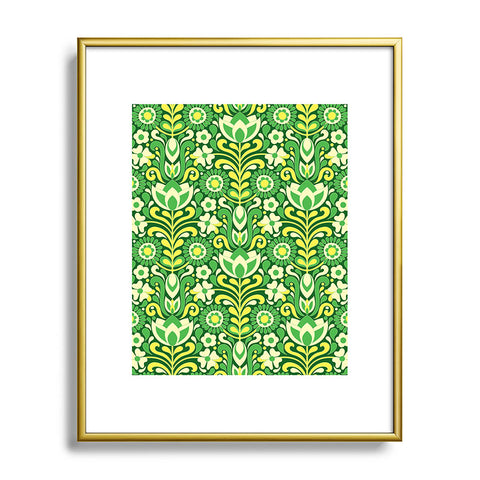 Jenean Morrison Climbing Floral Lemon Lime Metal Framed Art Print