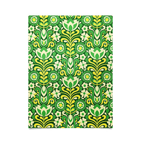 Jenean Morrison Climbing Floral Lemon Lime Poster