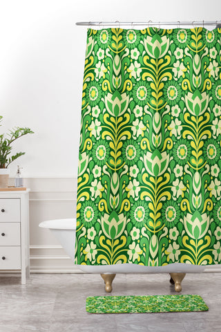 Jenean Morrison Climbing Floral Lemon Lime Shower Curtain And Mat
