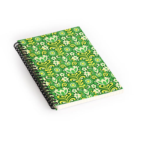 Jenean Morrison Climbing Floral Lemon Lime Spiral Notebook