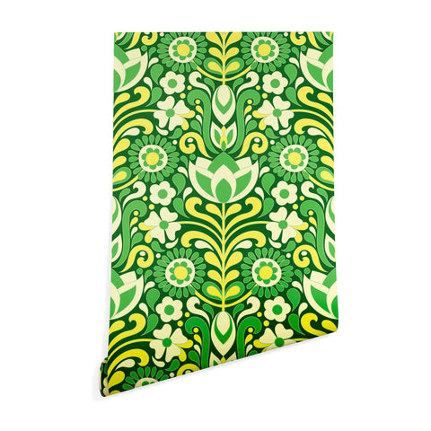 Jenean Morrison Climbing Floral Lemon Lime Wallpaper