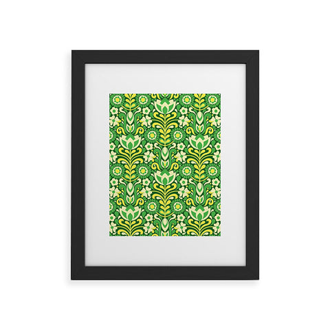 Jenean Morrison Climbing Floral Lemon Lime Framed Art Print