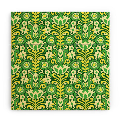 Jenean Morrison Climbing Floral Lemon Lime Wood Wall Mural
