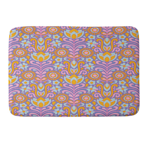 Jenean Morrison Climbing Floral Lilac Memory Foam Bath Mat