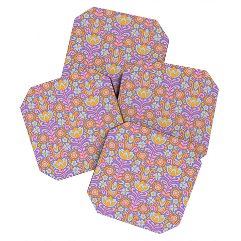 Jenean Morrison Climbing Floral Lilac Coaster Set
