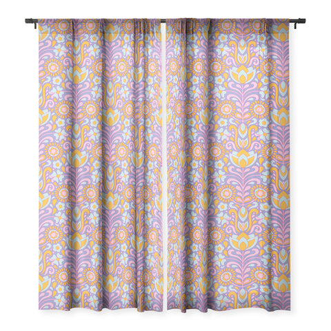 Jenean Morrison Climbing Floral Lilac Sheer Window Curtain