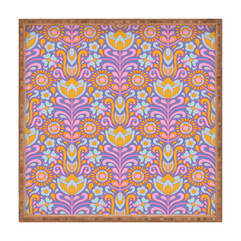 Jenean Morrison Climbing Floral Lilac Square Tray