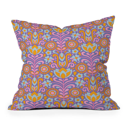 Jenean Morrison Climbing Floral Lilac Outdoor Throw Pillow