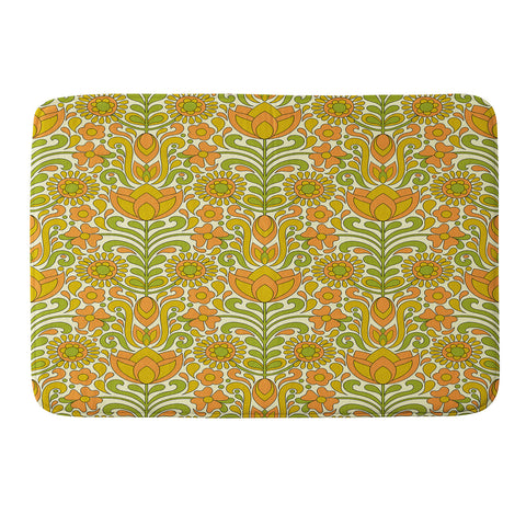 Jenean Morrison Climbing Floral Orange Memory Foam Bath Mat