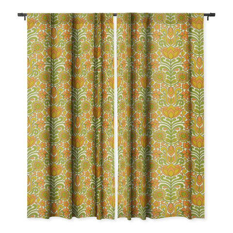 Jenean Morrison Climbing Floral Orange Blackout Window Curtain