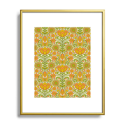 Jenean Morrison Climbing Floral Orange Metal Framed Art Print