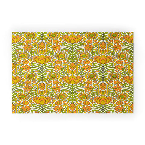 Jenean Morrison Climbing Floral Orange Welcome Mat