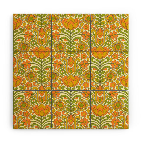 Jenean Morrison Climbing Floral Orange Wood Wall Mural