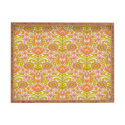 Jenean Morrison Climbing Floral Pink Rectangular Tray