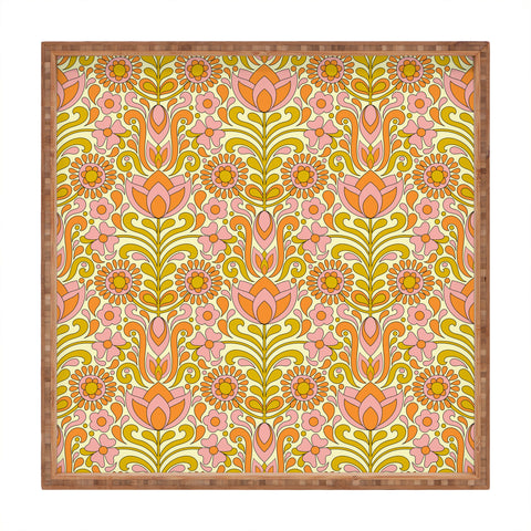 Jenean Morrison Climbing Floral Pink Square Tray