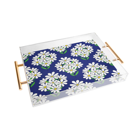 Jenean Morrison Daisy Bouquet Blue Acrylic Tray