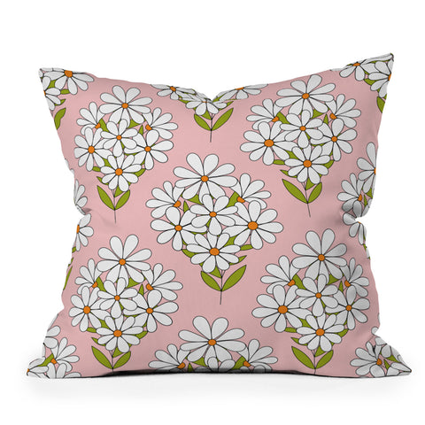 Jenean Morrison Daisy Bouquet Pink Outdoor Throw Pillow