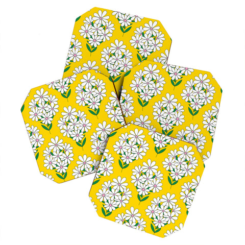 Jenean Morrison Daisy Bouquet Yellow Coaster Set