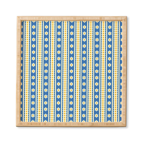 Jenean Morrison Feedsack Stripe Blue Framed Wall Art
