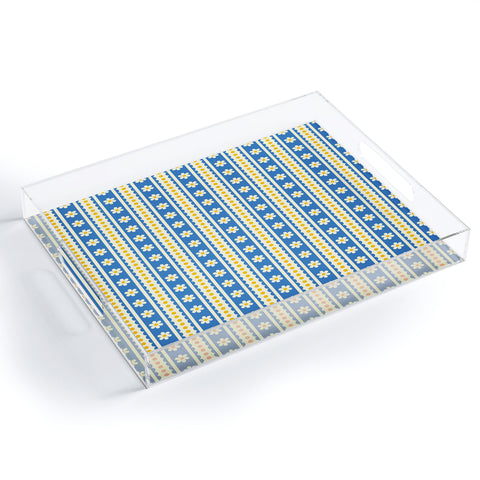 Jenean Morrison Feedsack Stripe Blue Acrylic Tray