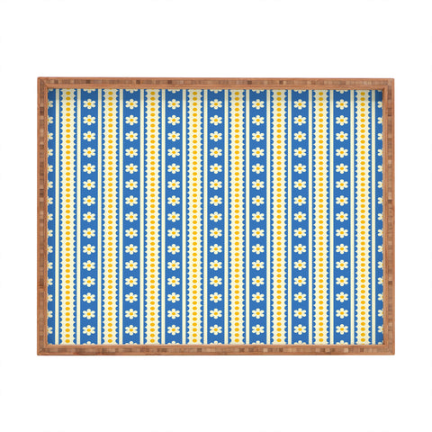 Jenean Morrison Feedsack Stripe Blue Rectangular Tray