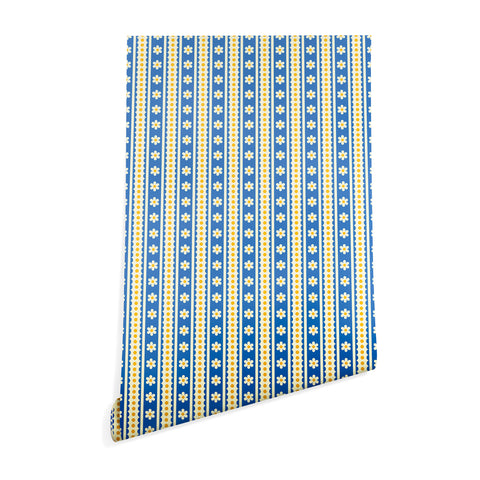 Jenean Morrison Feedsack Stripe Blue Wallpaper