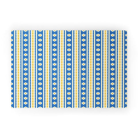 Jenean Morrison Feedsack Stripe Blue Welcome Mat
