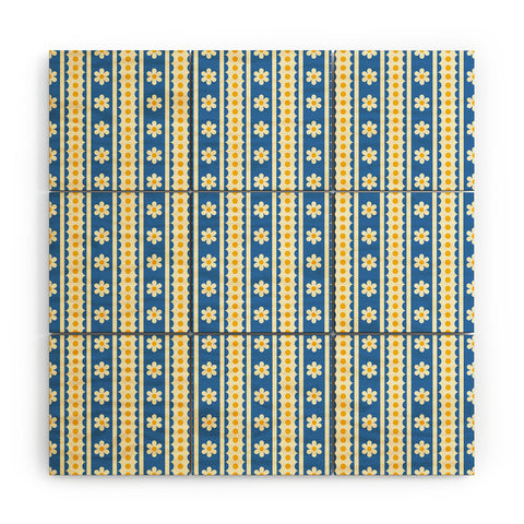 Jenean Morrison Feedsack Stripe Blue Wood Wall Mural