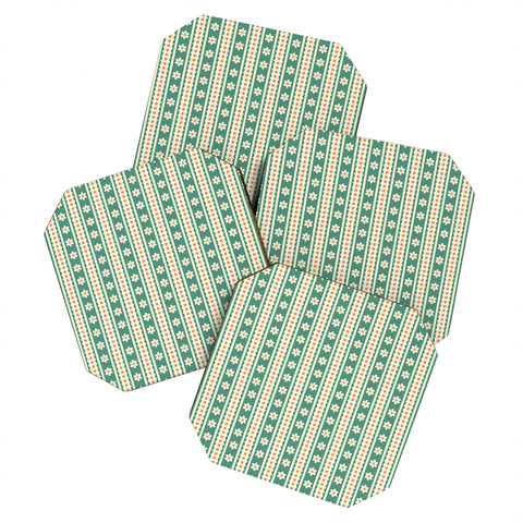 Jenean Morrison Feedsack Stripe Green Coaster Set
