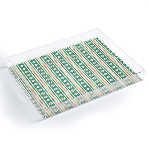 Jenean Morrison Feedsack Stripe Green Acrylic Tray