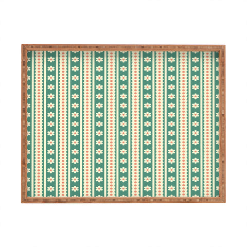 Jenean Morrison Feedsack Stripe Green Rectangular Tray