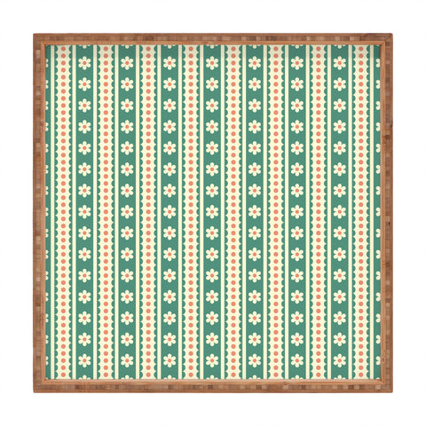 Jenean Morrison Feedsack Stripe Green Square Tray