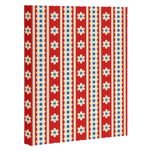Jenean Morrison Feedsack Stripe Red Art Canvas