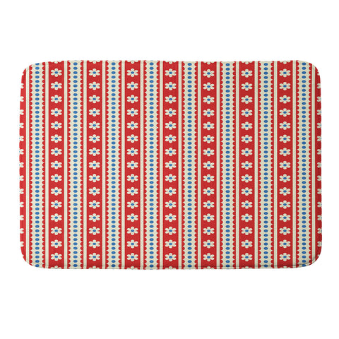 Jenean Morrison Feedsack Stripe Red Memory Foam Bath Mat