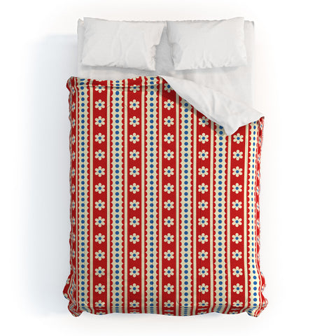 Jenean Morrison Feedsack Stripe Red Comforter