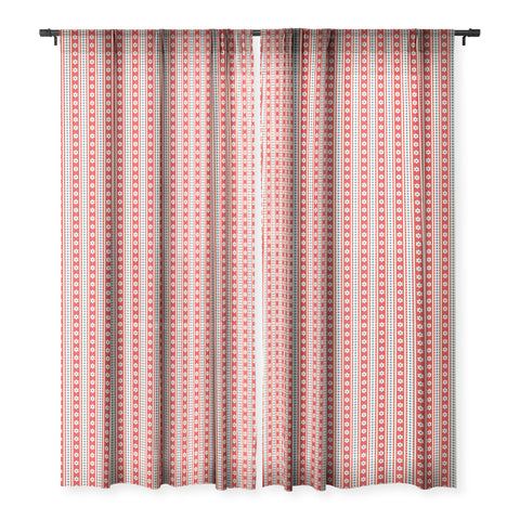 Jenean Morrison Feedsack Stripe Red Sheer Window Curtain