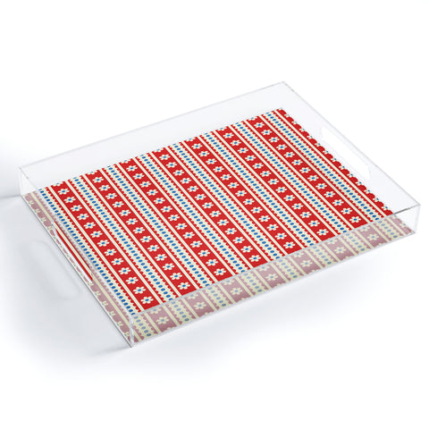 Jenean Morrison Feedsack Stripe Red Acrylic Tray