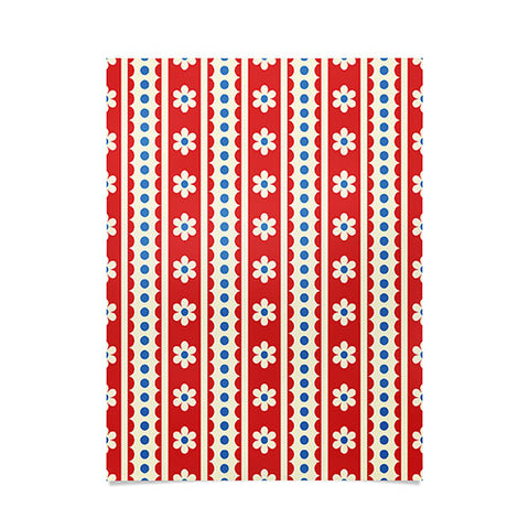 Jenean Morrison Feedsack Stripe Red Poster