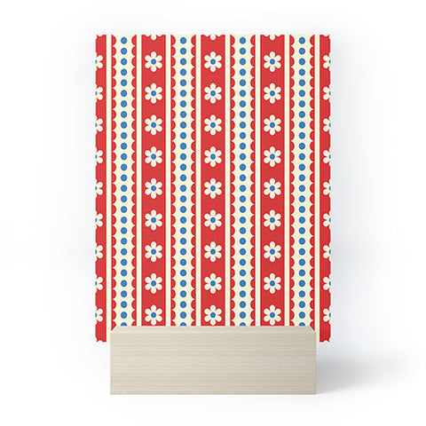 Jenean Morrison Feedsack Stripe Red Mini Art Print
