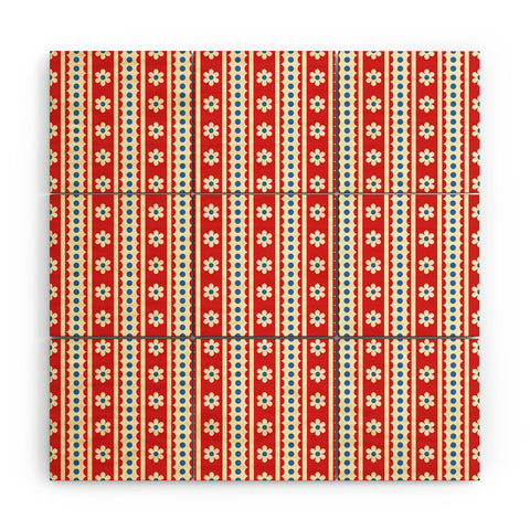 Jenean Morrison Feedsack Stripe Red Wood Wall Mural