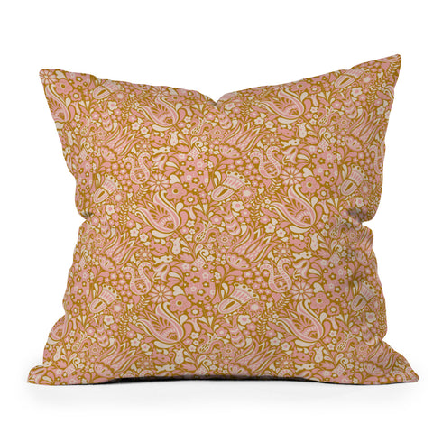 Jenean Morrison Floral Fair in Gold Outdoor Throw Pillow