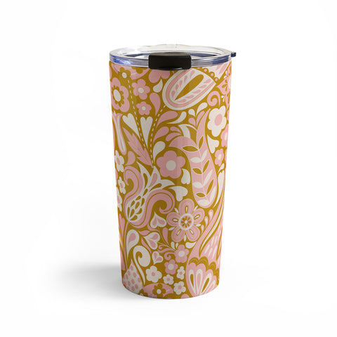Jenean Morrison Floral Fair in Gold Travel Mug