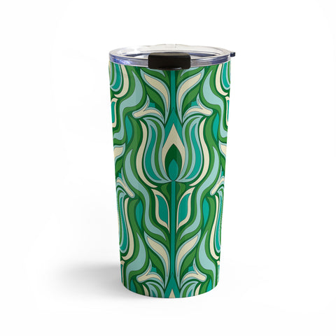 Jenean Morrison Floral Flame in Green Travel Mug