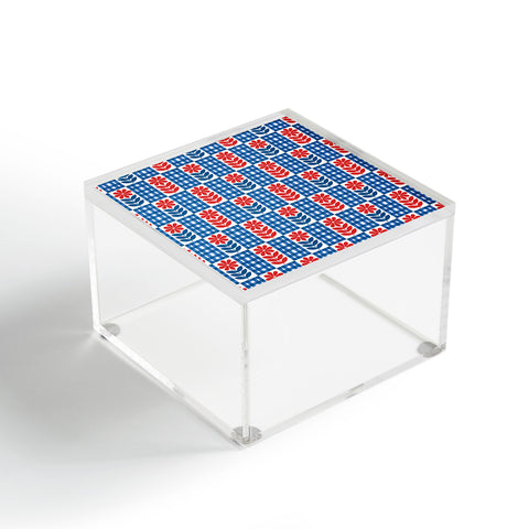 Jenean Morrison Gingham Floral Blue Acrylic Box